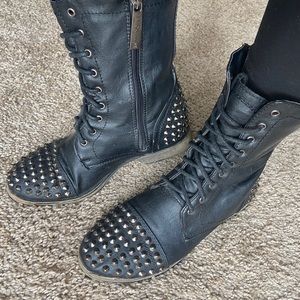 Studded combat boots